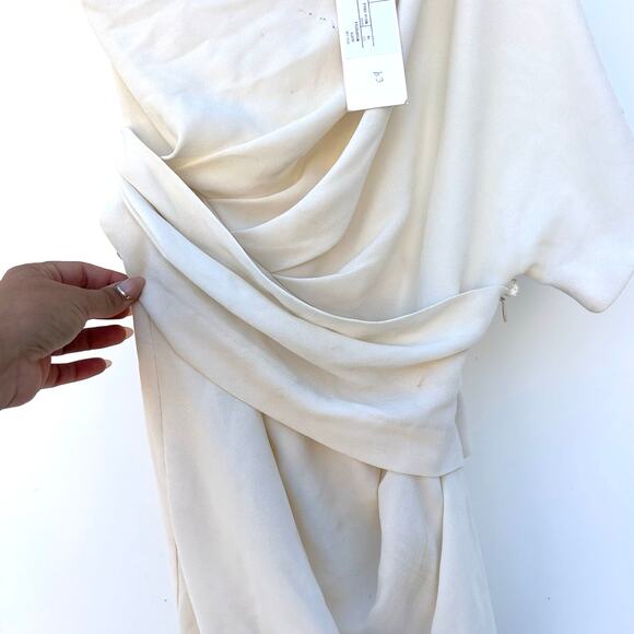 New IRO Ferila One Shoulder Chalk White Mini Cocktail Dress Structural Size 36 4 - Picture 6 of 11